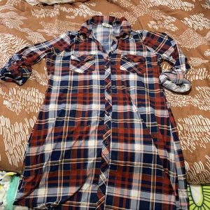 Fall plaid shirt dress